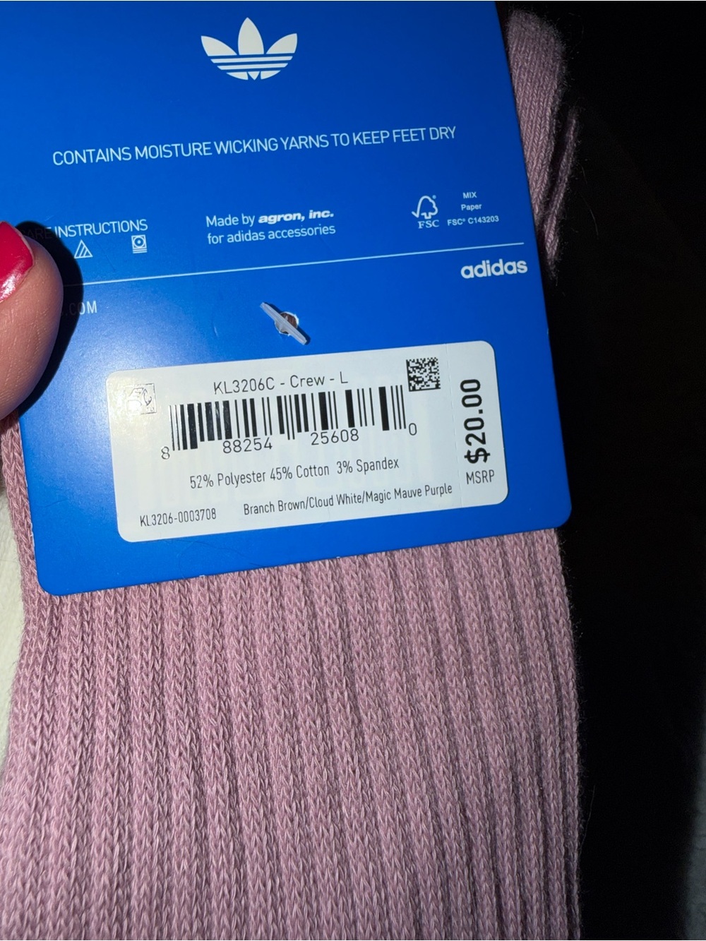 Adidas women 3-Pack Crew Socks - Brown/White/Pink 10-13 NWT - Picture 6 of 6